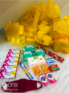 Dignity kits contain toiletries and hygiene products responsive to women’s needs. These were prioritized to help women with their needs especially during the community lockdown situation caused by COVID-19.